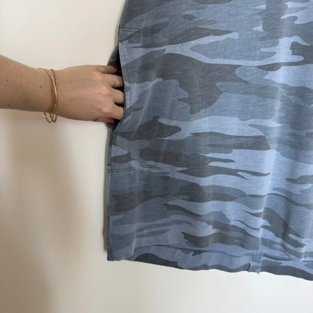 Splendid Blue Camo T-Shirt Dress with Pockets Size Large | $150 Retail - Picture 4 of 9